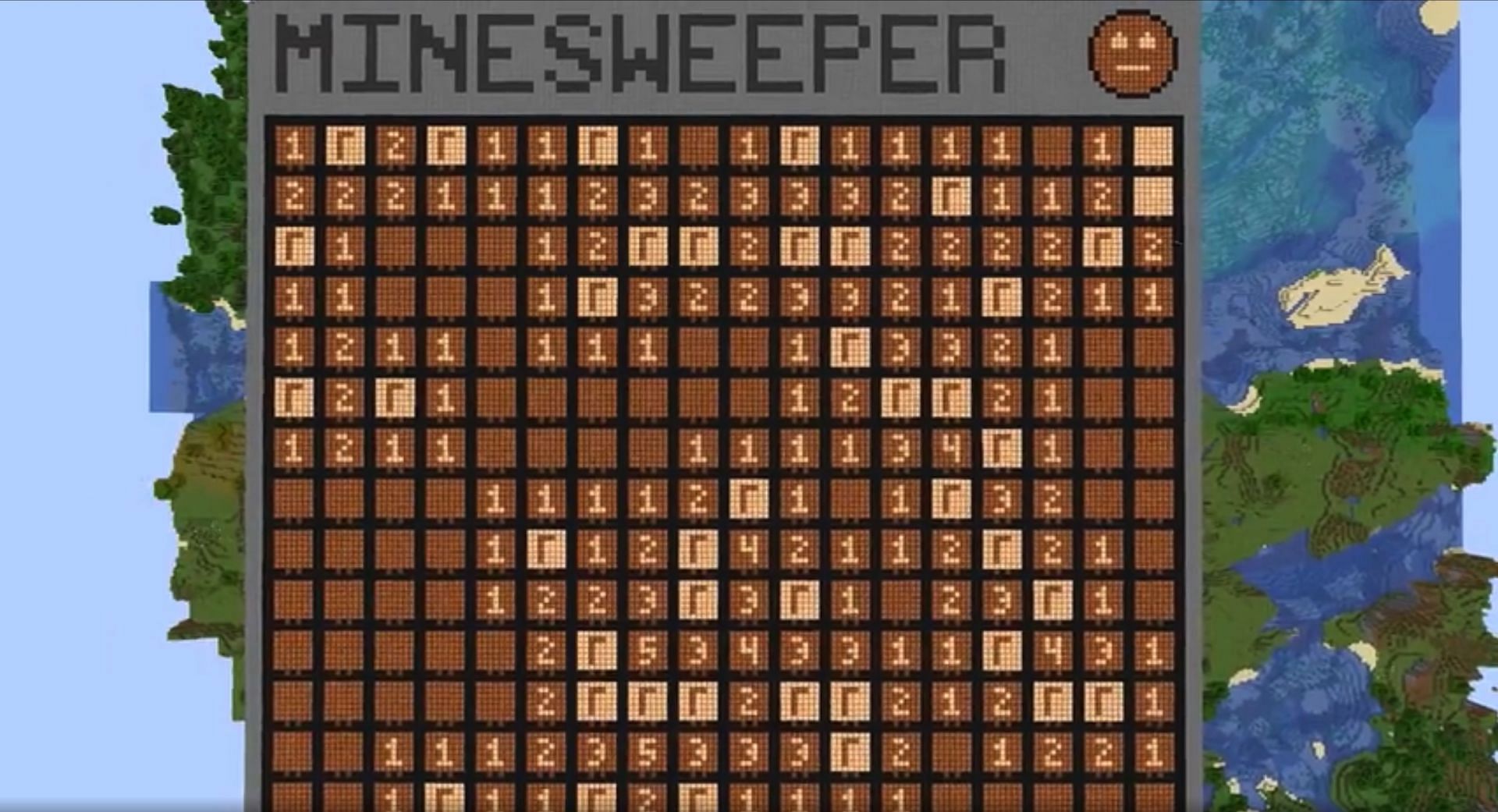 Minesweeper in Minecraft (image via u/mattbatwings on Reddit)