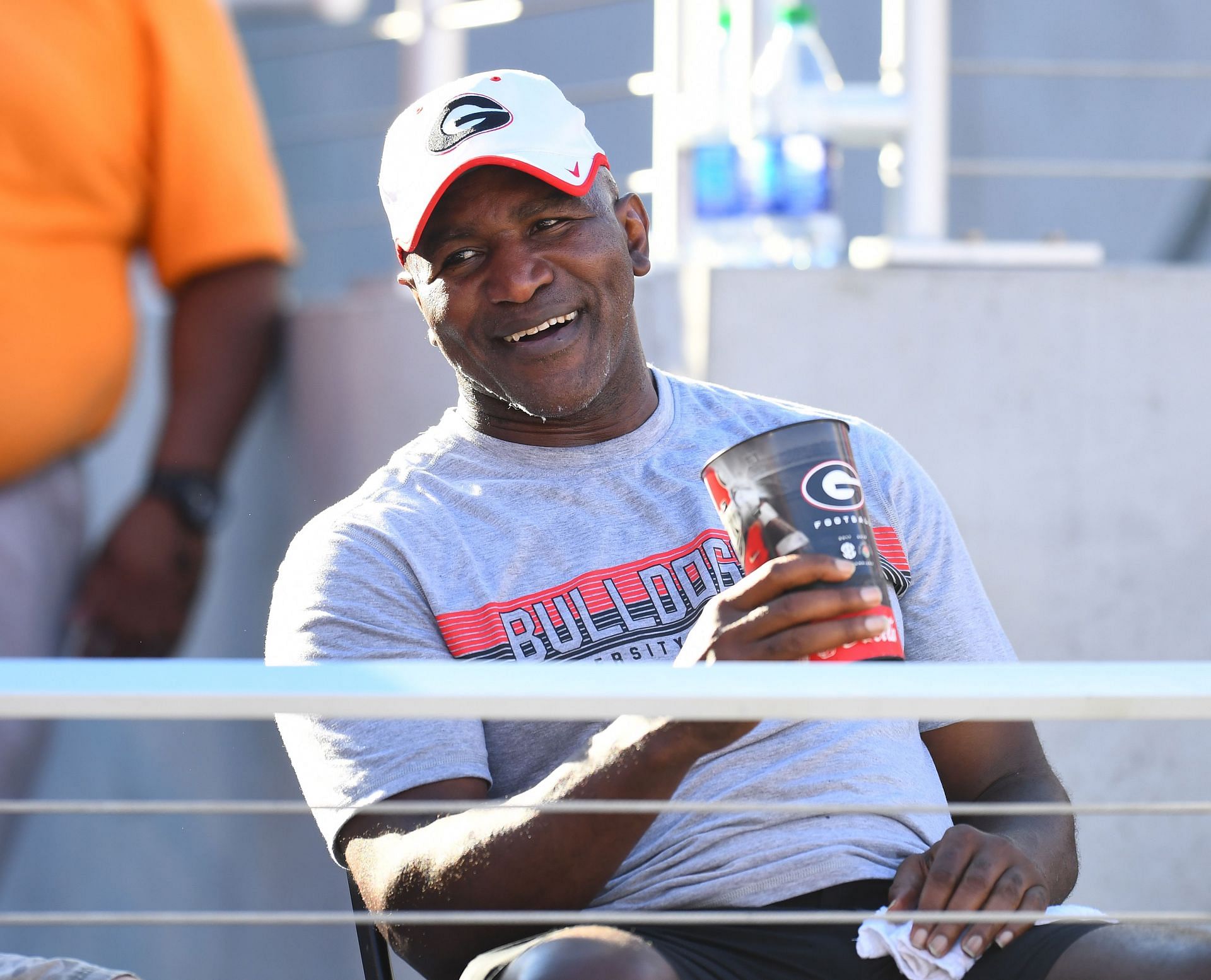 Boxing legend Evander Holyfield watches his son Elijah of the Georgia Bulldogs play against the Austin Peay Governors