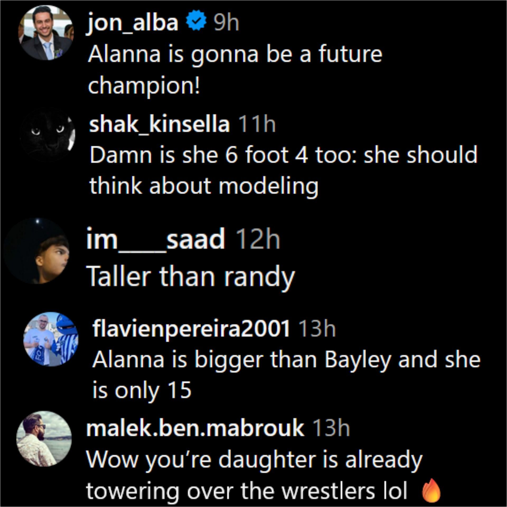 Fan reactions to Allana's height