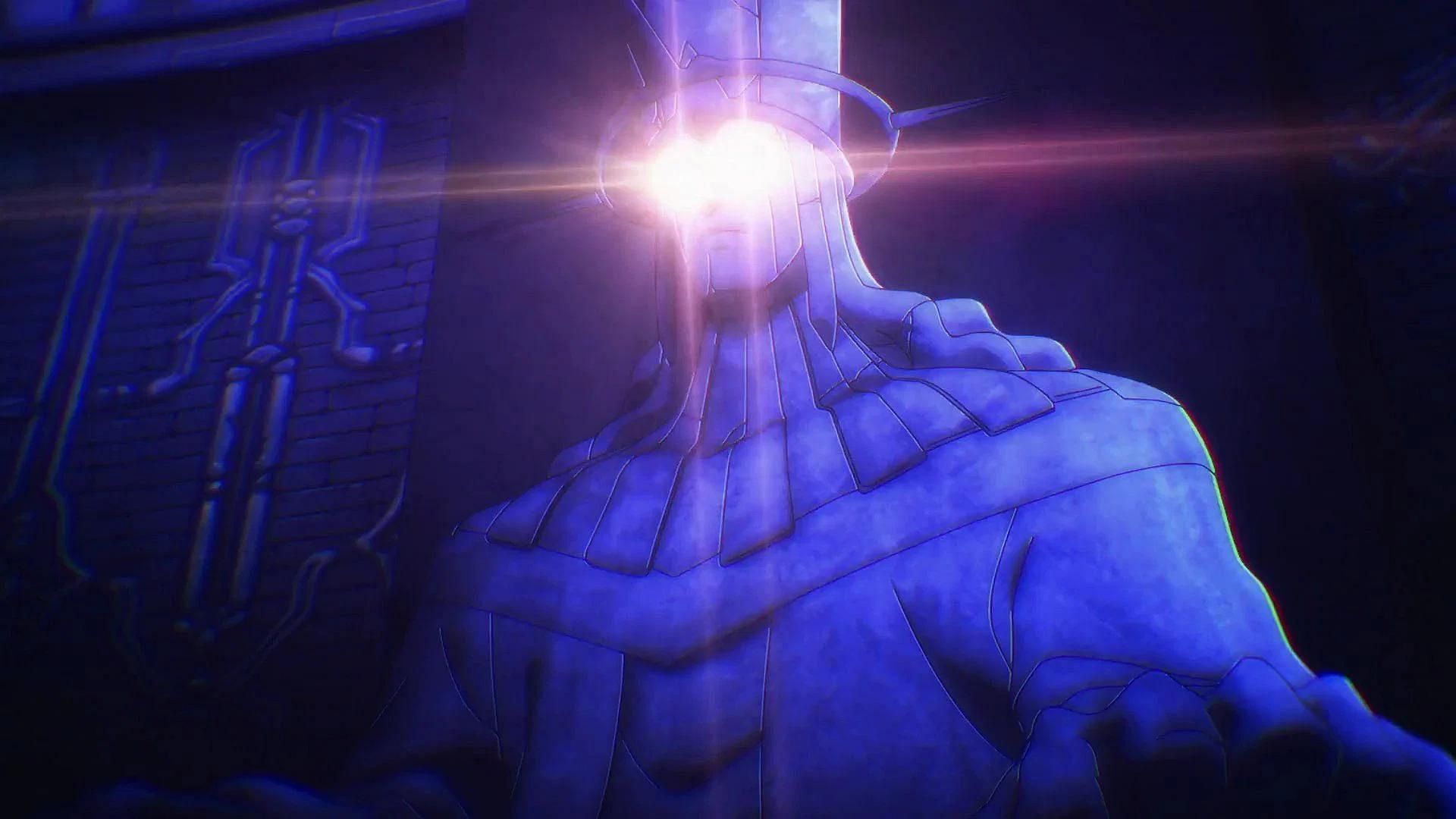 The God statue as shown in the anime (Image via A1-Pictures)