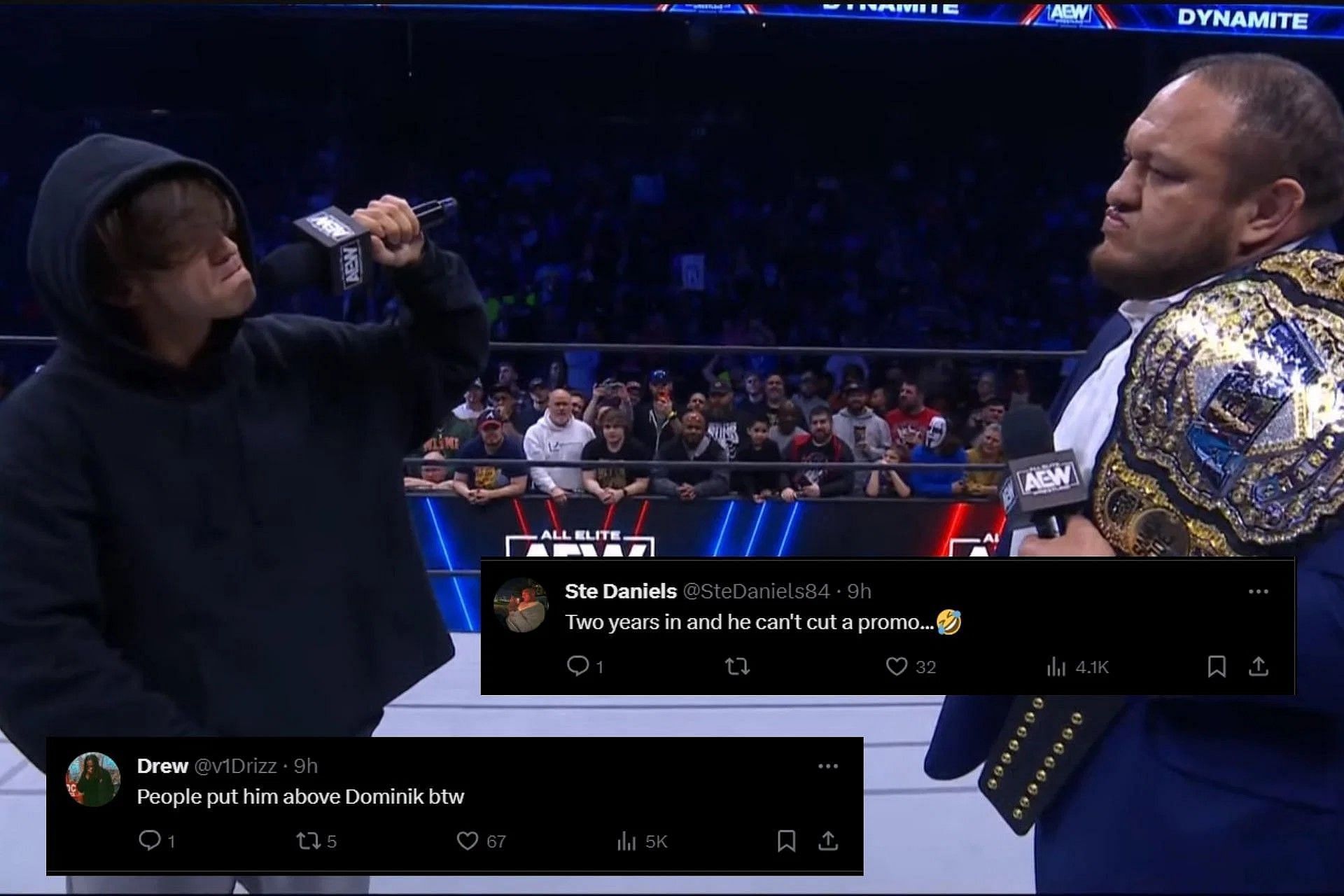 Hook and Samoa Joe on AEW TV [Image source: Screenshot taken from Discovery Plus