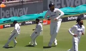 Rohit Sharma beats Ravindra Jadeja in a sprint while chasing the ball during 1st innings of 2nd IND vs SA Test