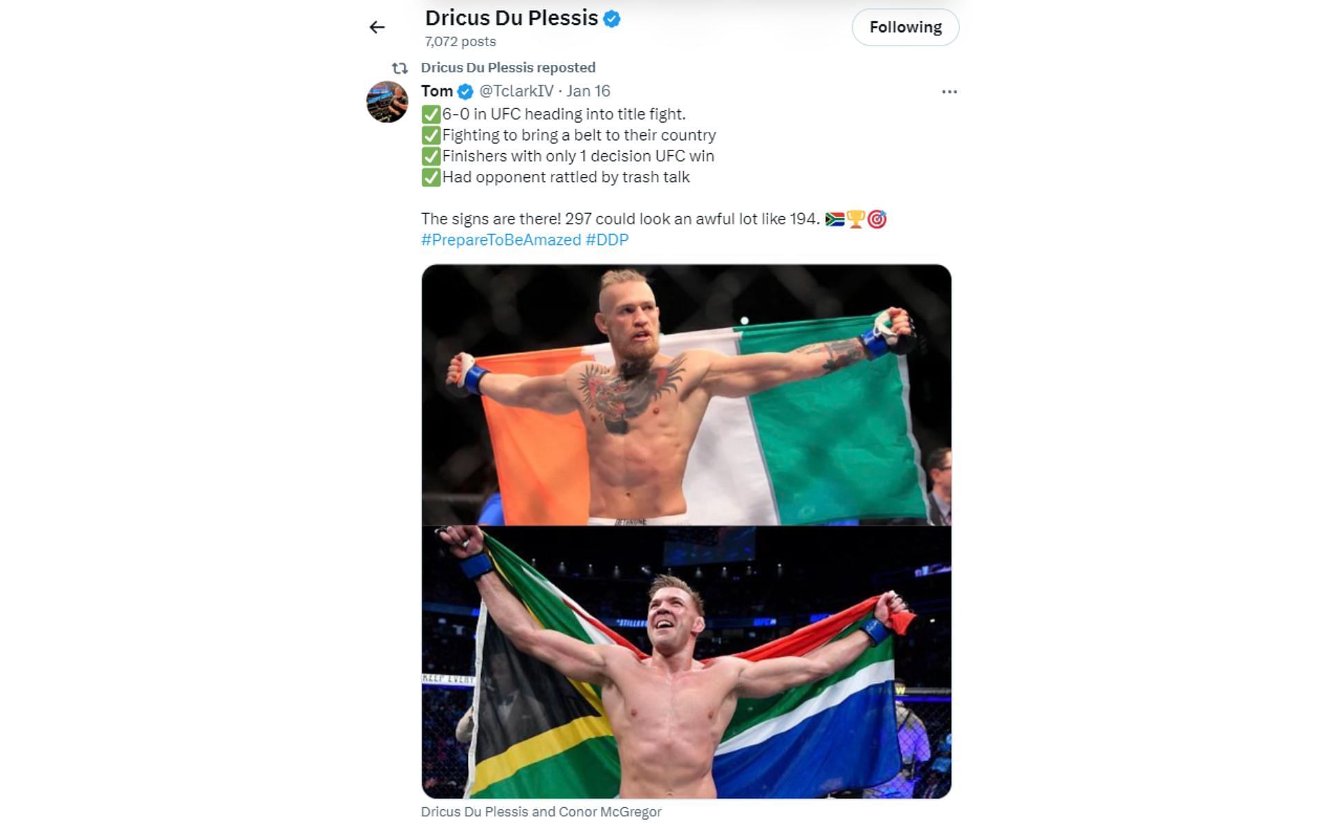 Dricus du Plessis&#039; subtle reaction to parallel with Conor McGregor
