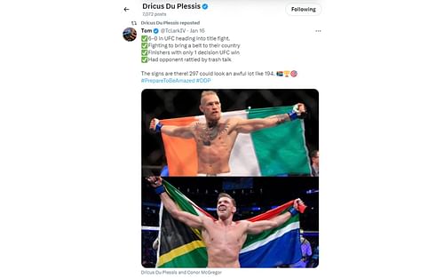 Dricus du Plessis' subtle reaction to parallel with Conor McGregor