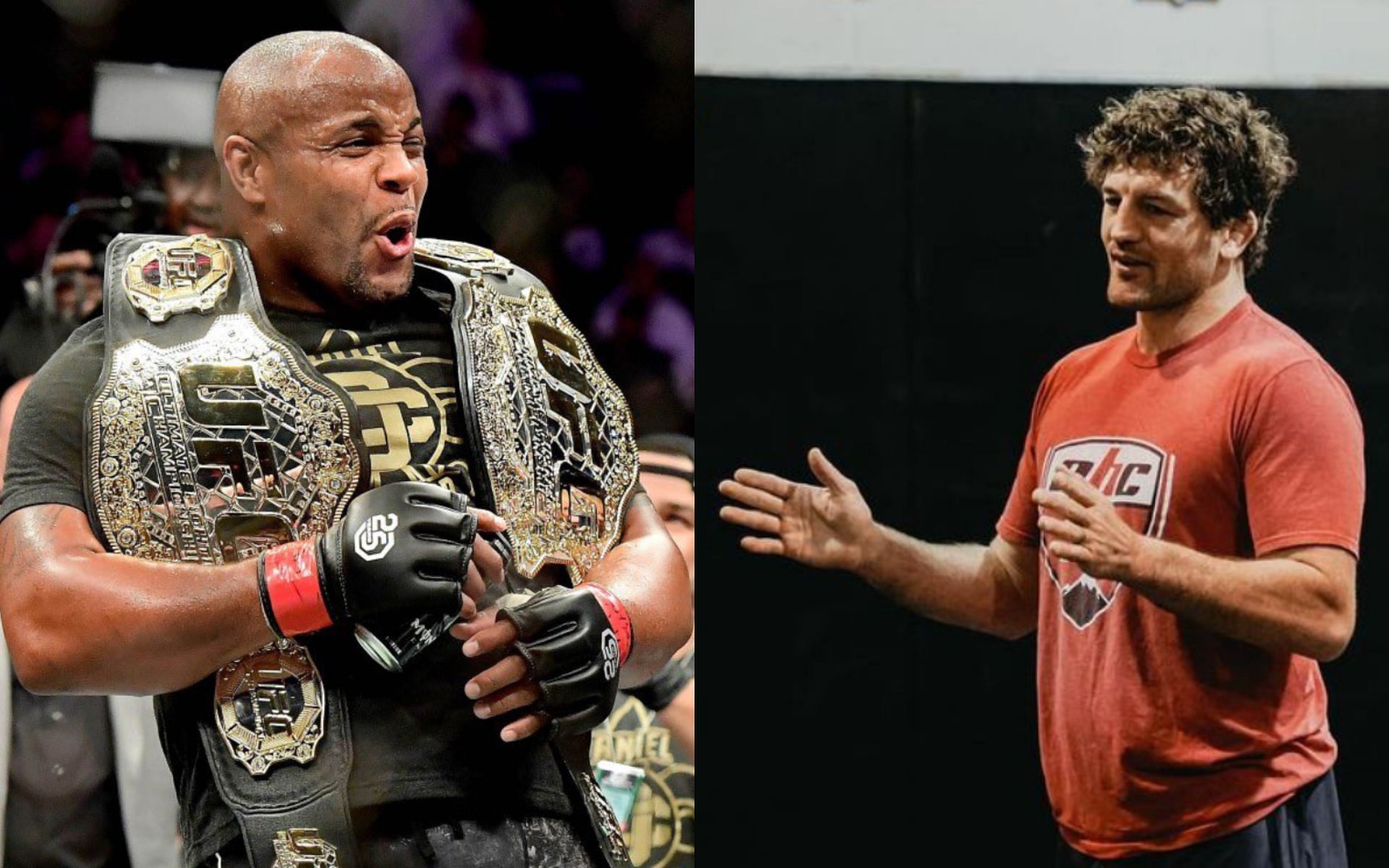 Daniel Cormier (left) and Ben Askren (right) discuss recently leaked video involving Tyron Woodley [Photo Courtesy @velutamma on X and @mizzouwrestling on Instagram]