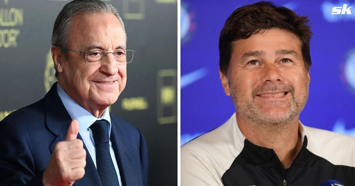 Real Madrid president Florentino Perez (left) and Chelsea boss Mauricio Pochettino