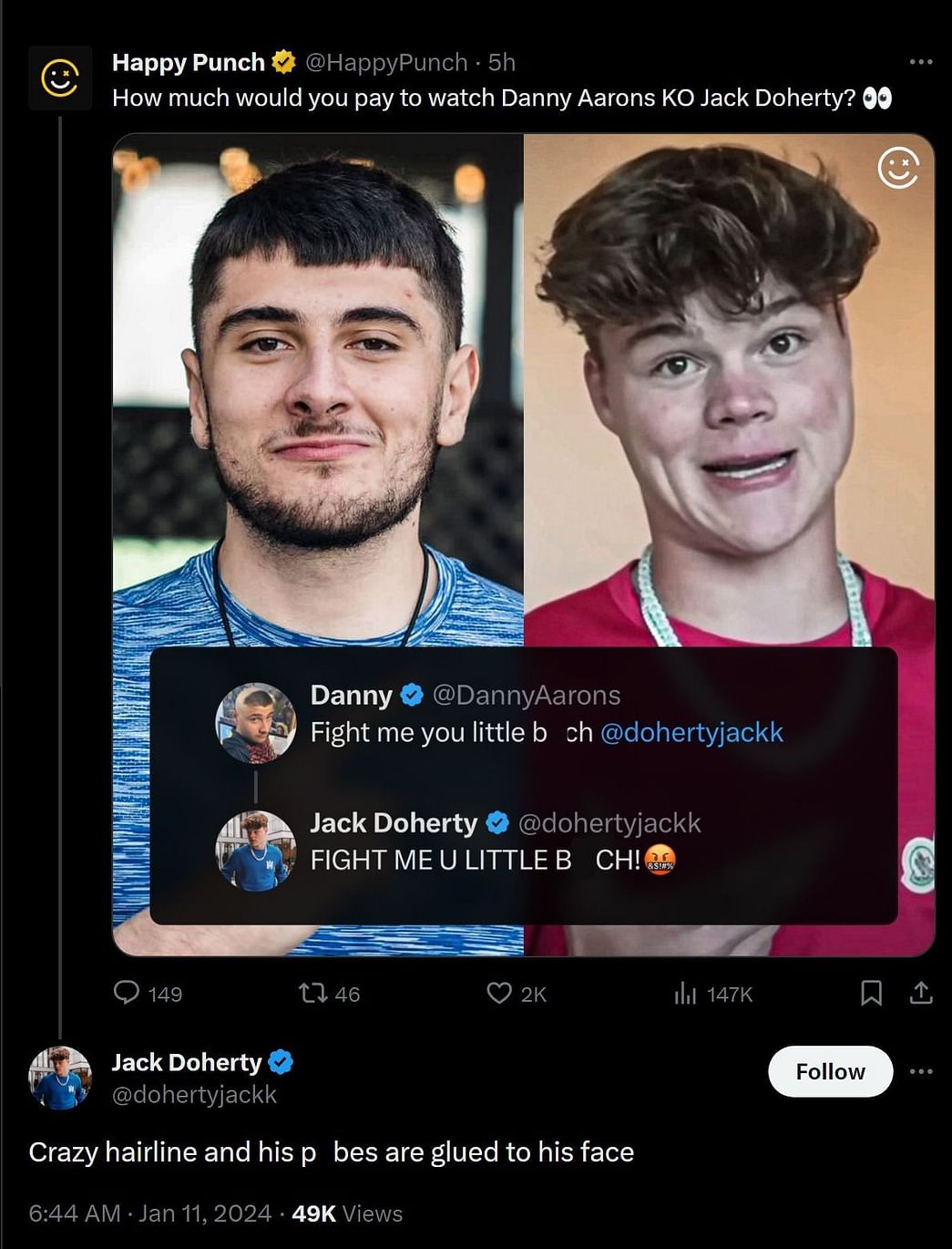 Youtuber Danny Aarons Challenges Jack Doherty To A Fight As Both Creators Get Into A Slugging