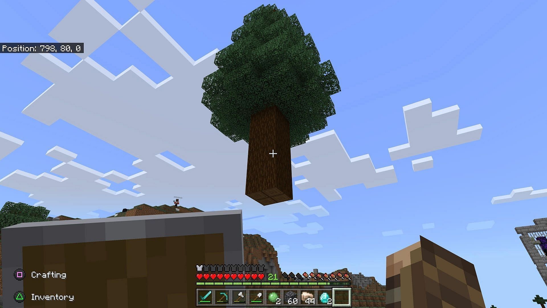 Minecraft fans tend to get pretty annoyed with floating trees and block columns (Image via Jaxnluka/Reddit)