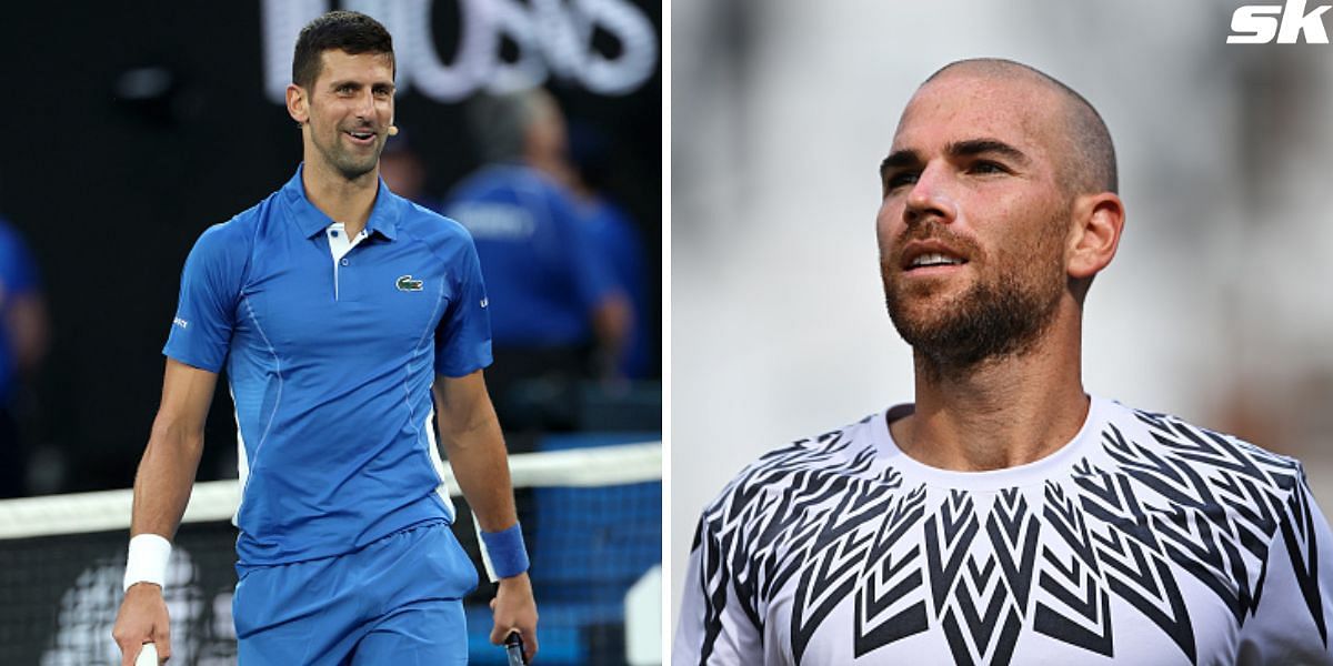 Novak Djokovic (L) and Adrian Mannarino (R)