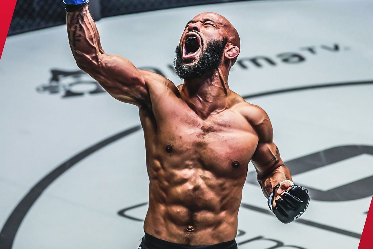 Demetrious Johnson celebrating his victory | Image credit: ONE Championship