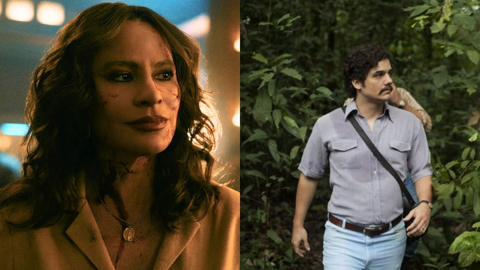Griselda and Narcos share some common cast and crew (Images via Netflix)