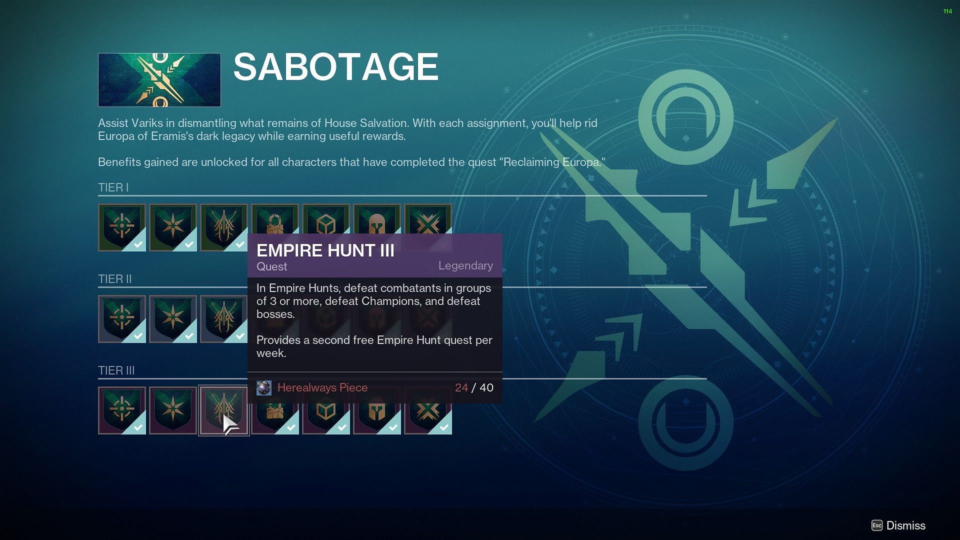 Variks upgrade screen in Destiny 2 (Image via Bungie)