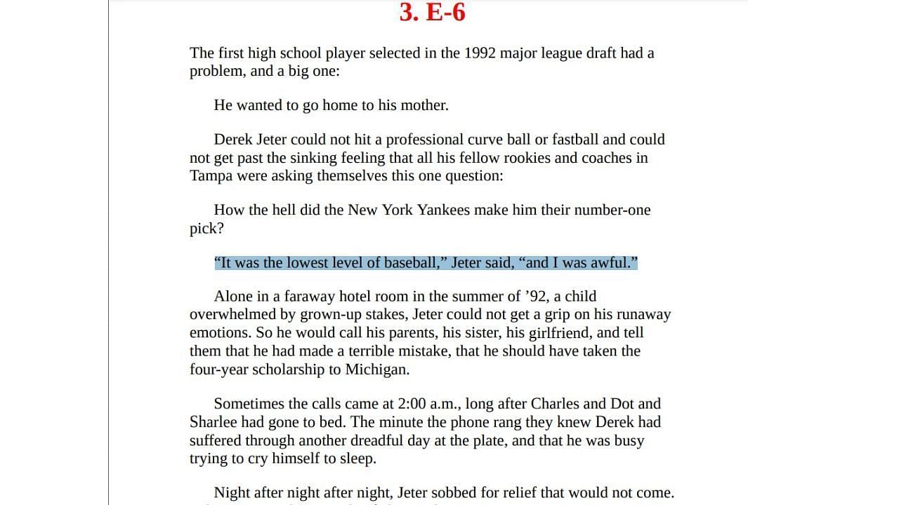 Screenshot from Derek Jeter&#039;s The Captain. Credit: E-book &#039;The Captain: The Journey of Derek Jeter&#039;