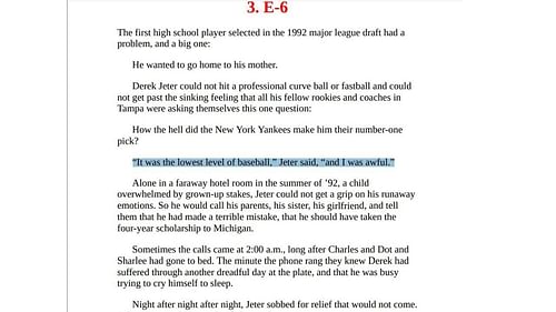 Screenshot from Derek Jeter's The Captain. Credit: E-book 'The Captain: The Journey of Derek Jeter'