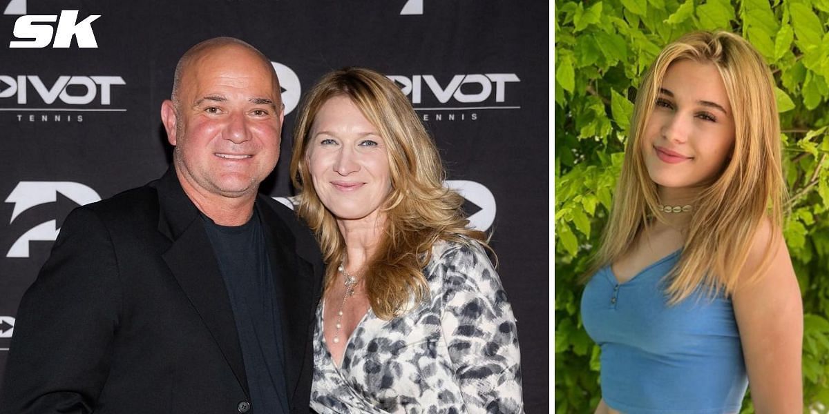 Andre Agassi and Steffi Graf (L), Jaz Agassi (R)