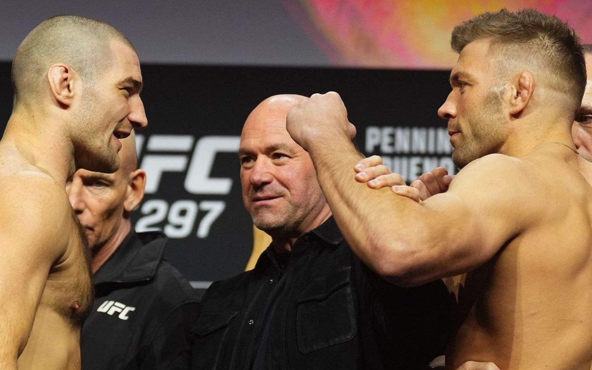 Sen Strickland (left) and Dricus du Plessis (right) locked horns at UFC 297