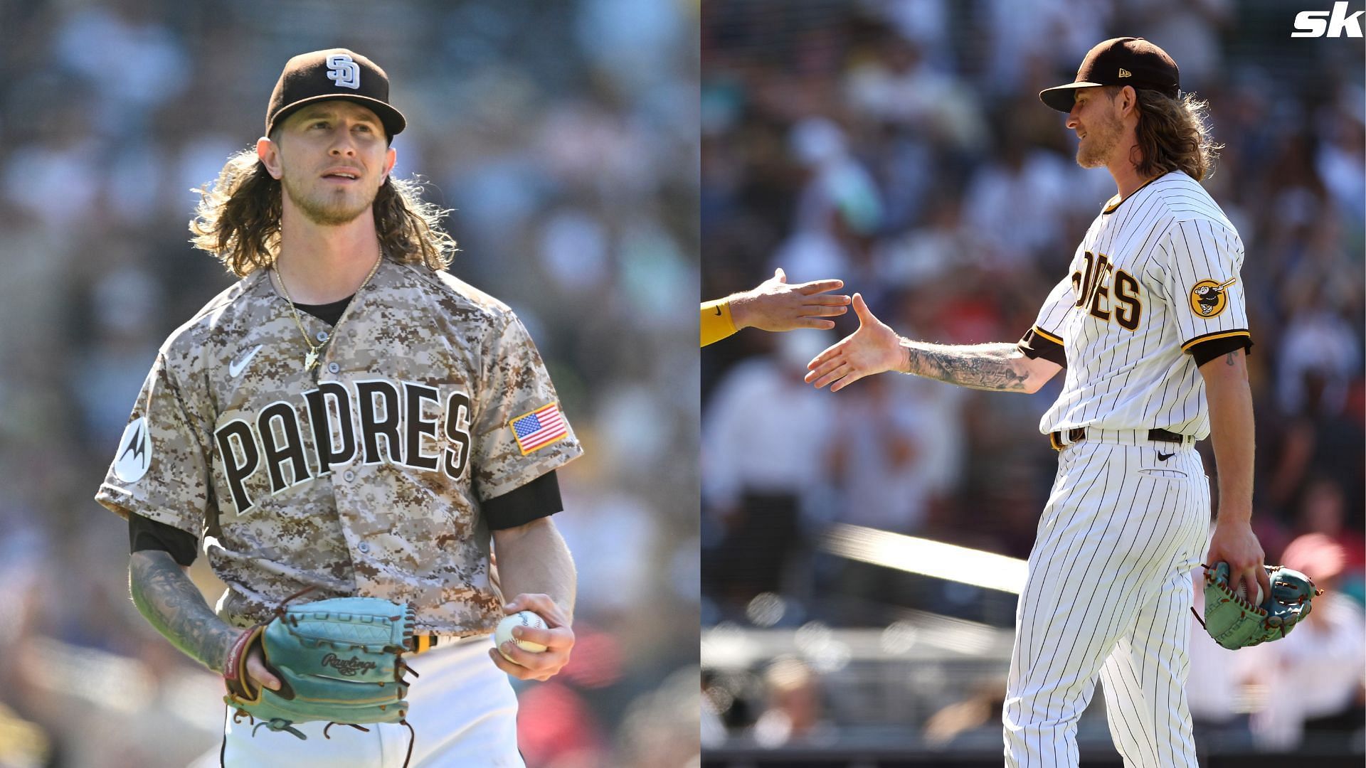Josh Hader of the San Diego Padres stands on the mound during the ninth inning of a baseball game against the Texas Rangers