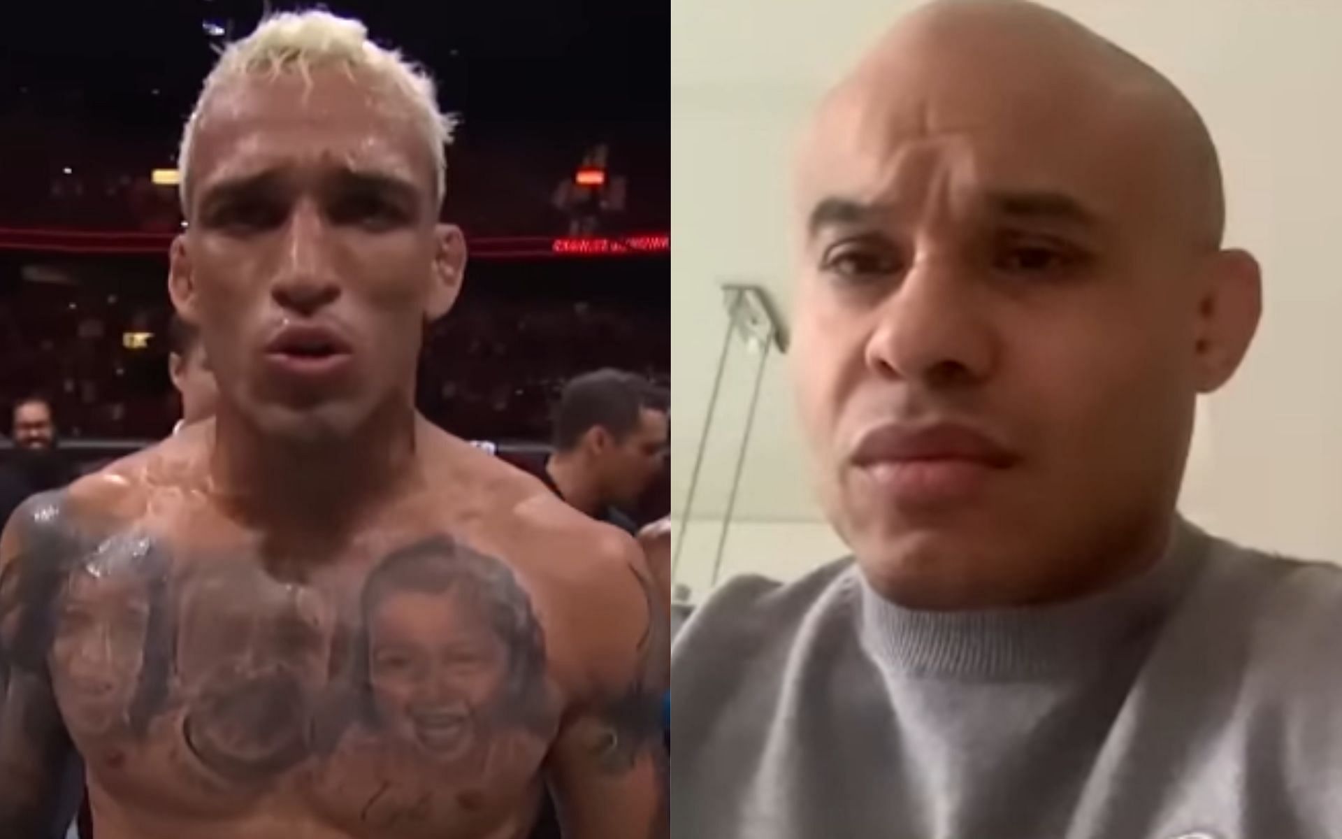 Ali Abdelaziz [Right] claps back at claims that Islam Makhachev was ducking Charles Oliveira [Left] [Image courtesy: ESPN MMA and UFC - YouTube]