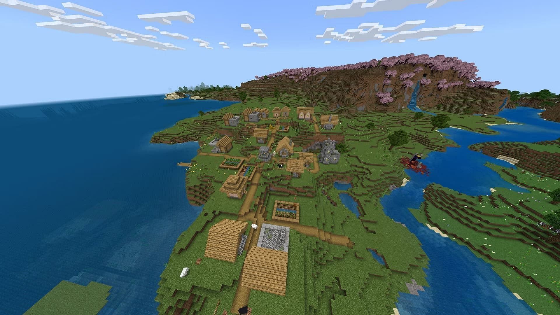 This seed provides a fantastic starting point for Minecraft players (Image via Mojang)