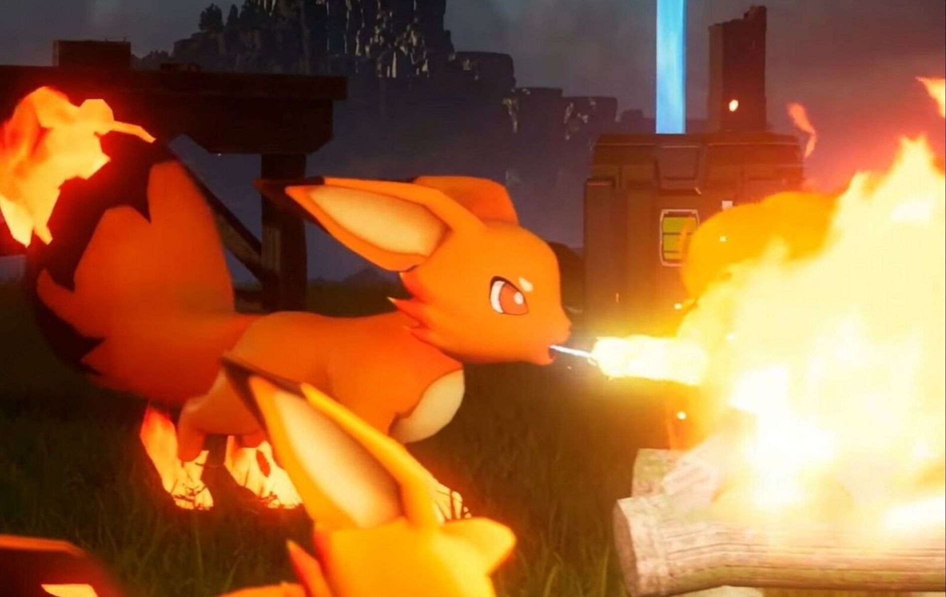 Catching a Fire-type Pal near your camp can set it on fire (Image via Pocket Pair)