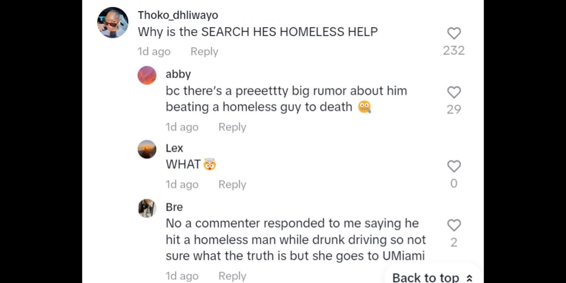 TikTok users discuss the rumor about Jack Touzet. (Image via TikTok/@livinwithnic)