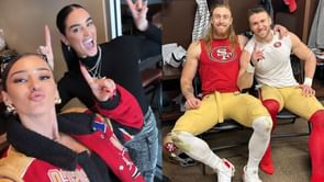 49ers stars' wives Claire Kittle and Kristin Juszczyk celebrate 49ers clinching NFC's 1st seed in team's locker room