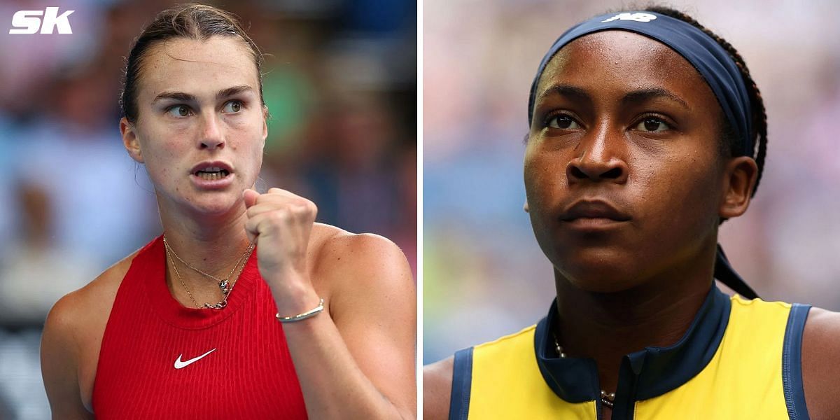 Aryna Sabalenka (L) and Coco Gauff