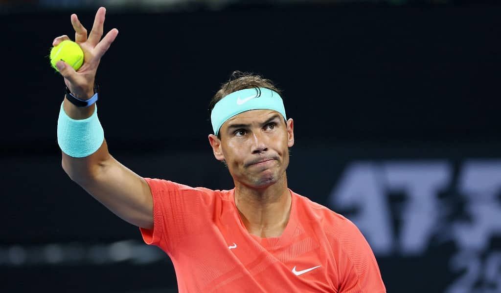 Rafael Nadal waves to the crowd in Brisbane