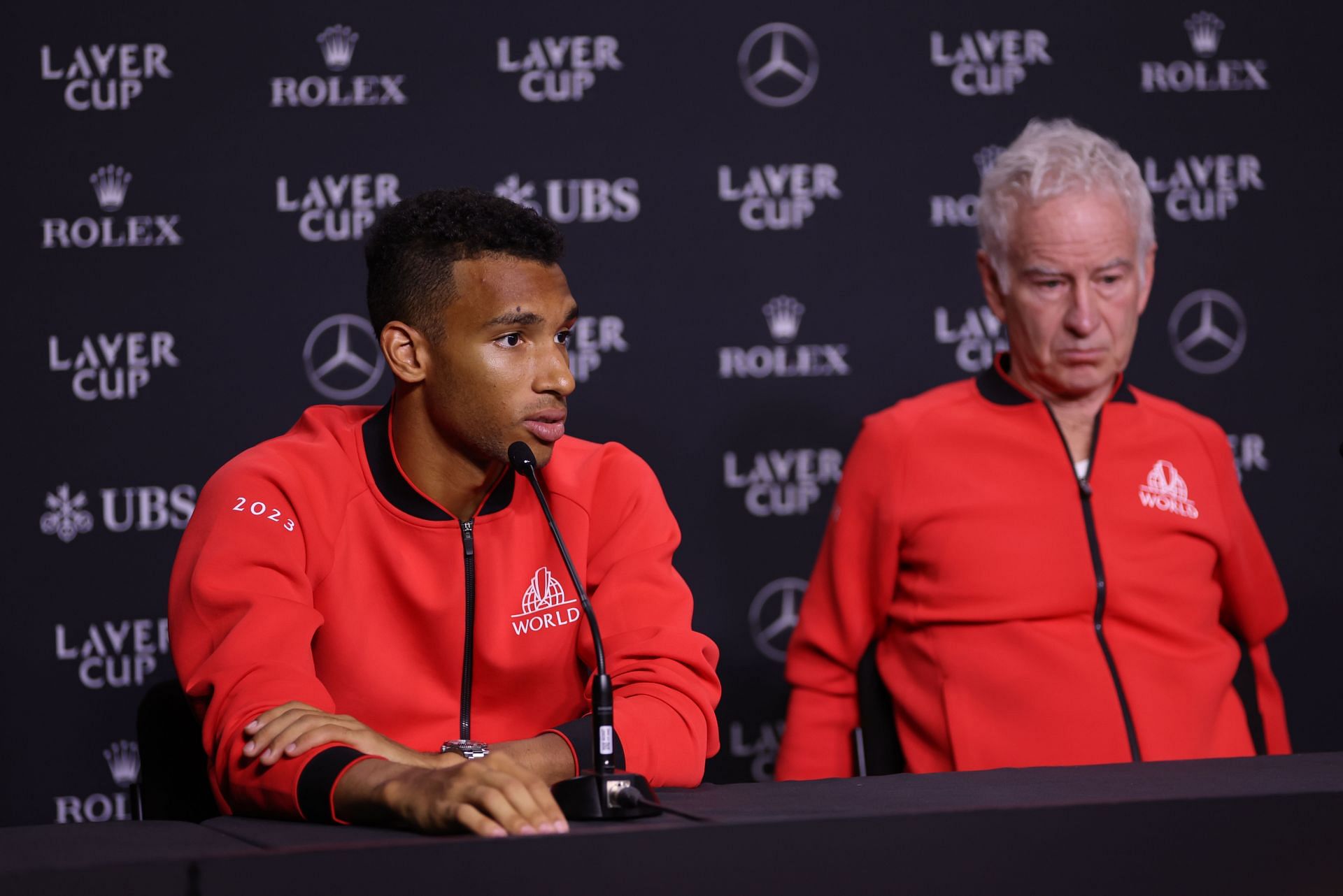 John McEnroe with Felix Auger-Aliassime at the Laver Cup