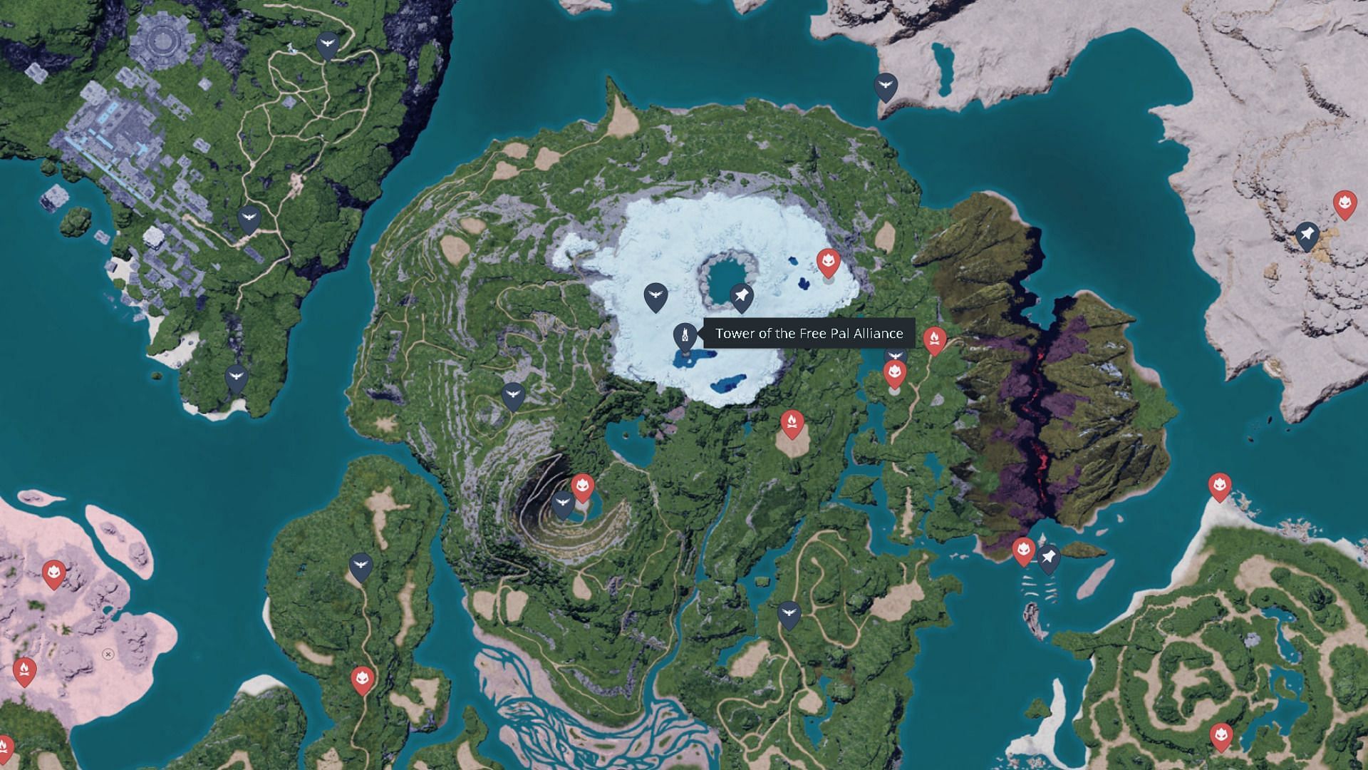 The location of the Free Pal Alliance Tower (Image via Map Genie/Pocket Pair, Inc./Sportskeeda)