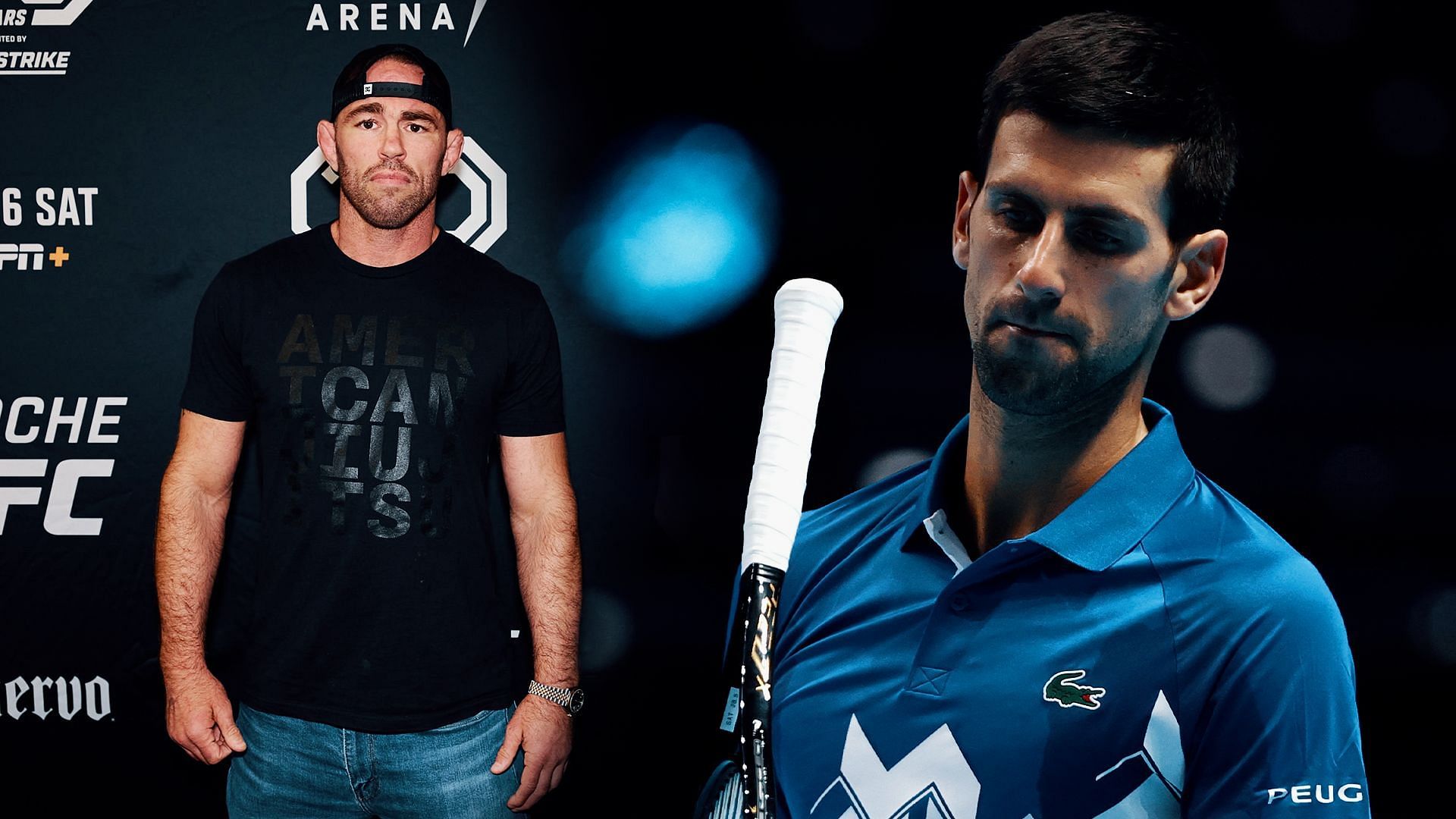 Jake Shields (L) and Novak Djokovic (R)