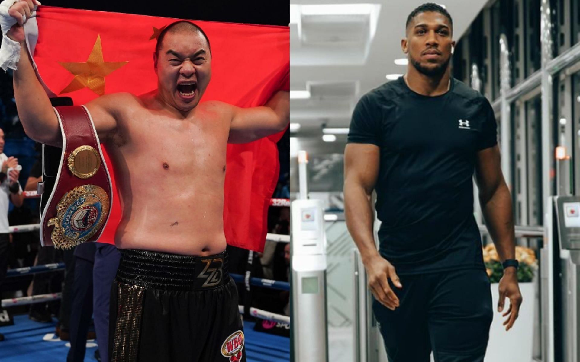 Zhilei Zhang and Anthony Joshua are in talks to fight in March. [Images via@zhileibigbangzhand and @anthonyjoshua on Instagram.]