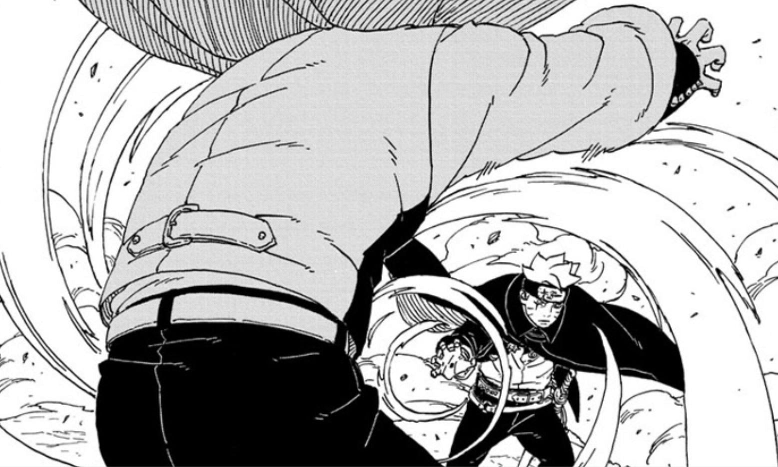 Code being attacked by Rasengan Uzuhiko in the manga (Image via Shueisha)