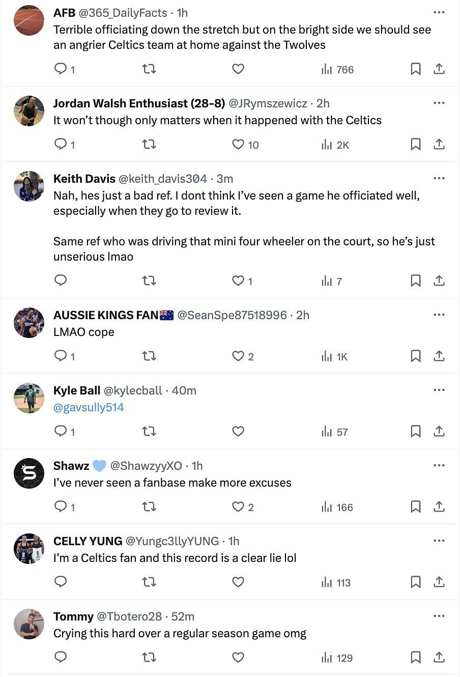 Pacers fans slammed Celtics fanbase for complaining about the officiating