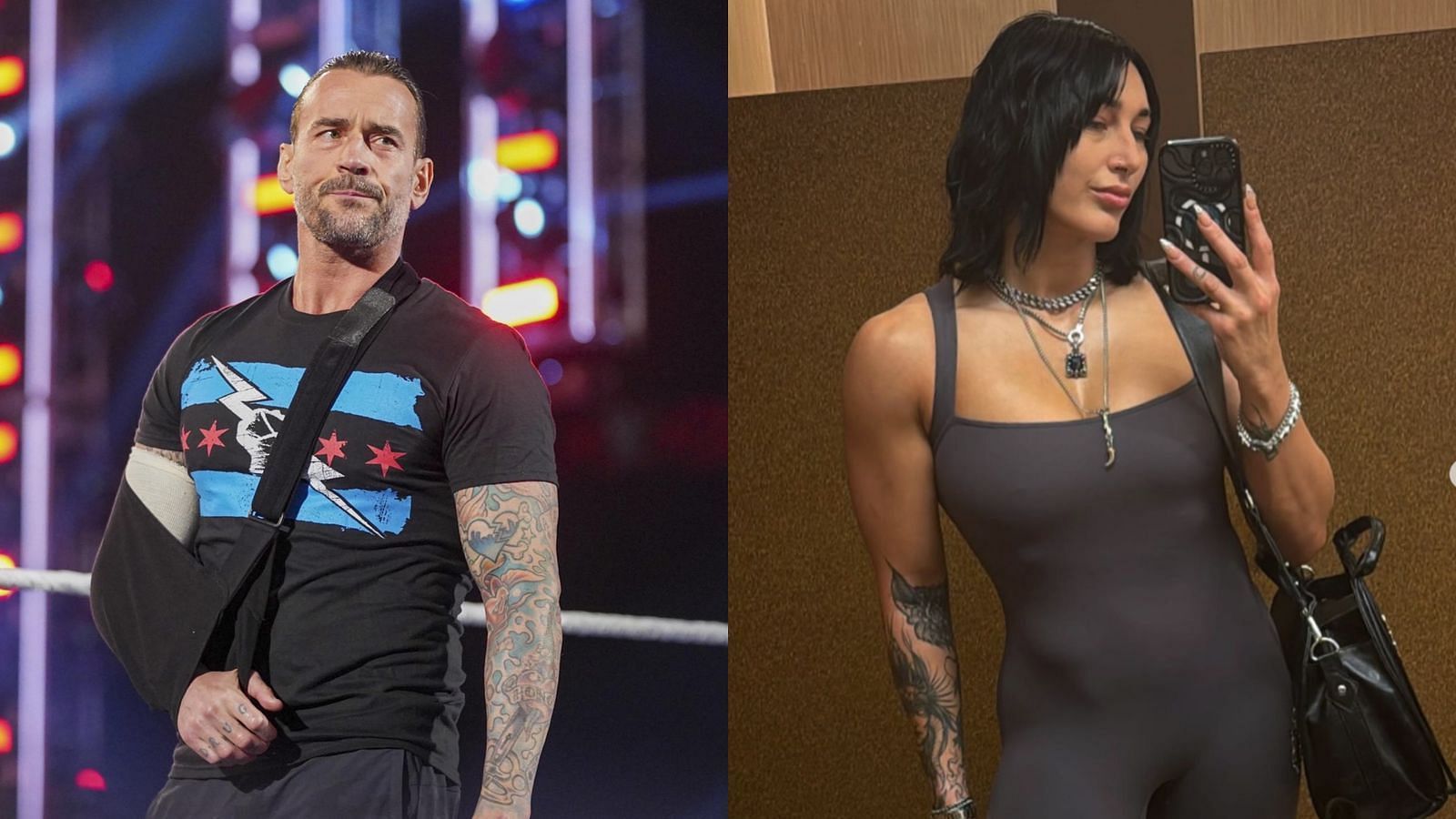 CM Punk (left); Rhea Ripley (right)