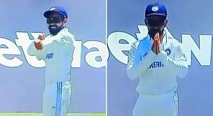 [Watch] Virat Kohli vibes to ‘Ram Siya Ram’ song with folded hands and archery gesture during IND vs SA 2nd Test