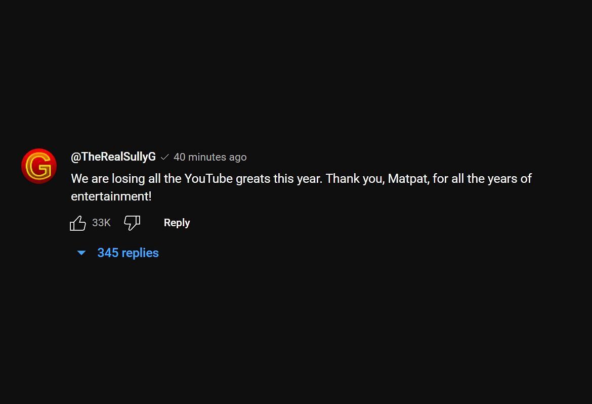 YouTube comments about the retirement (Image via The Game Theorists/YouTube)