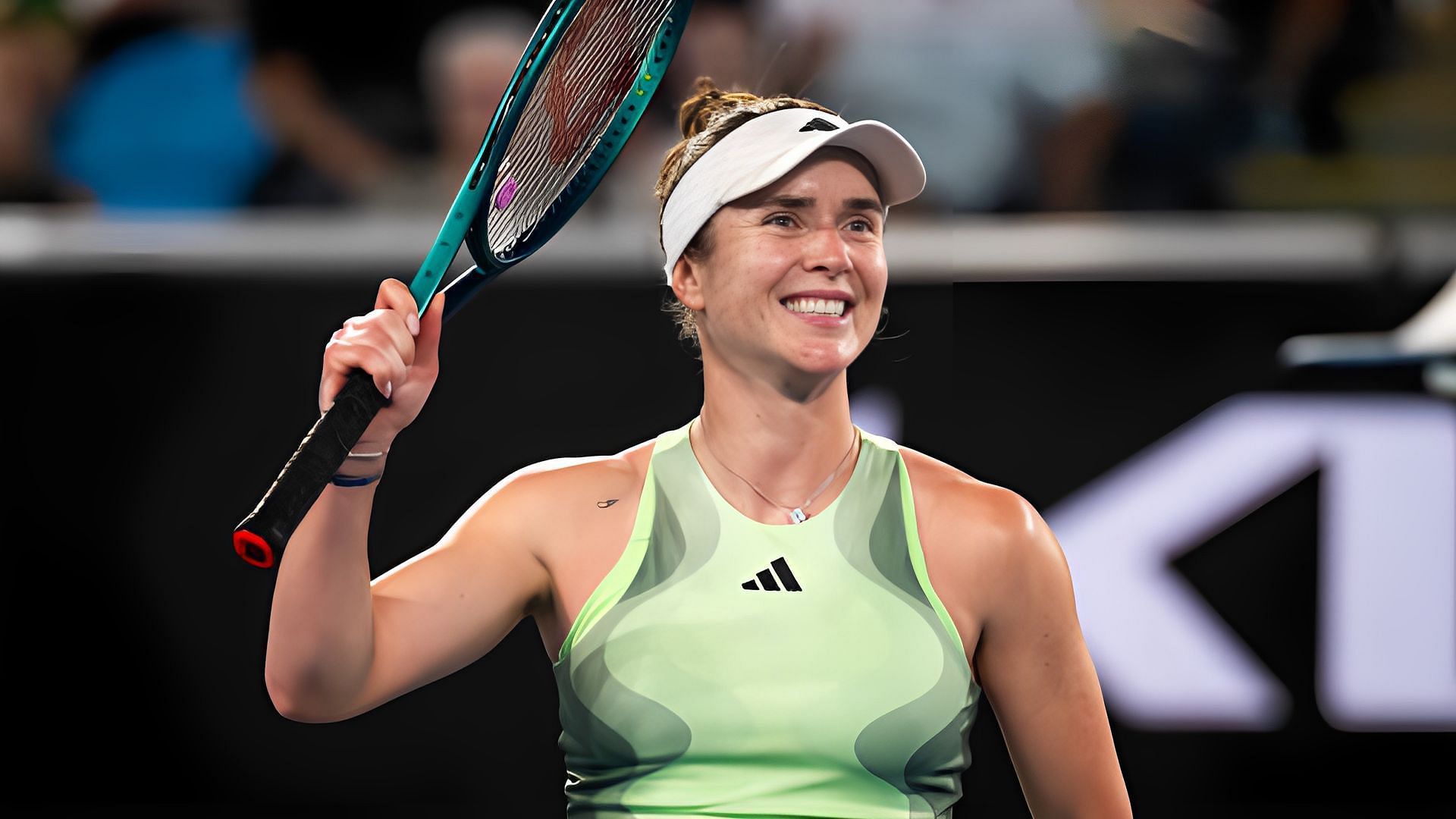 Elina Svitolina reacts as she returns to world