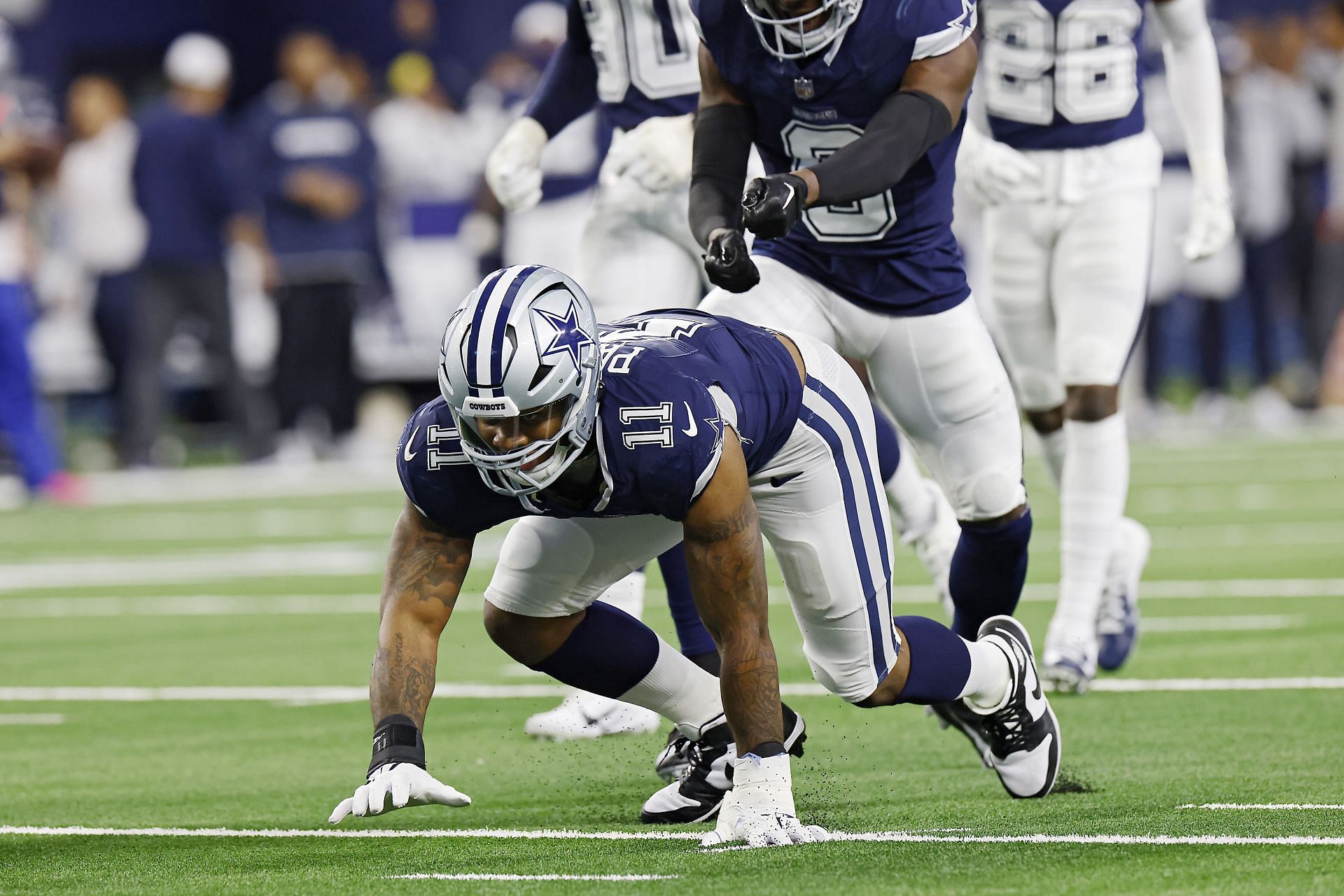 Micah Parsons after a defensive stop vs Los Angeles Rams