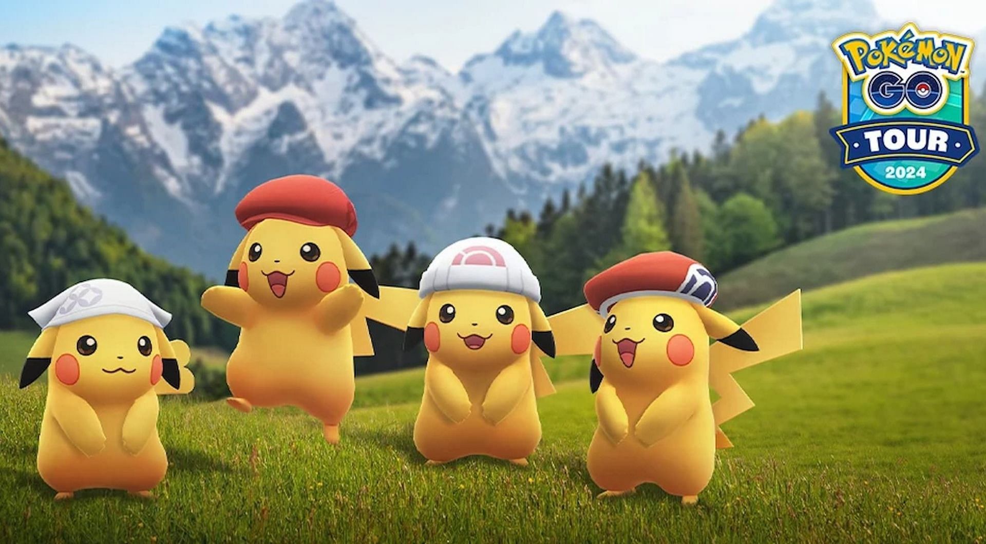 Exclusive Tour Sinnoh Pikachu wearing various hats could be shiny (Image via The Pokemon Company)
