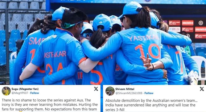 "Never learning from mistakes" - Fans react as India Women lose to Australia Women by 190 runs in 3rd ODI to lose series 0-3