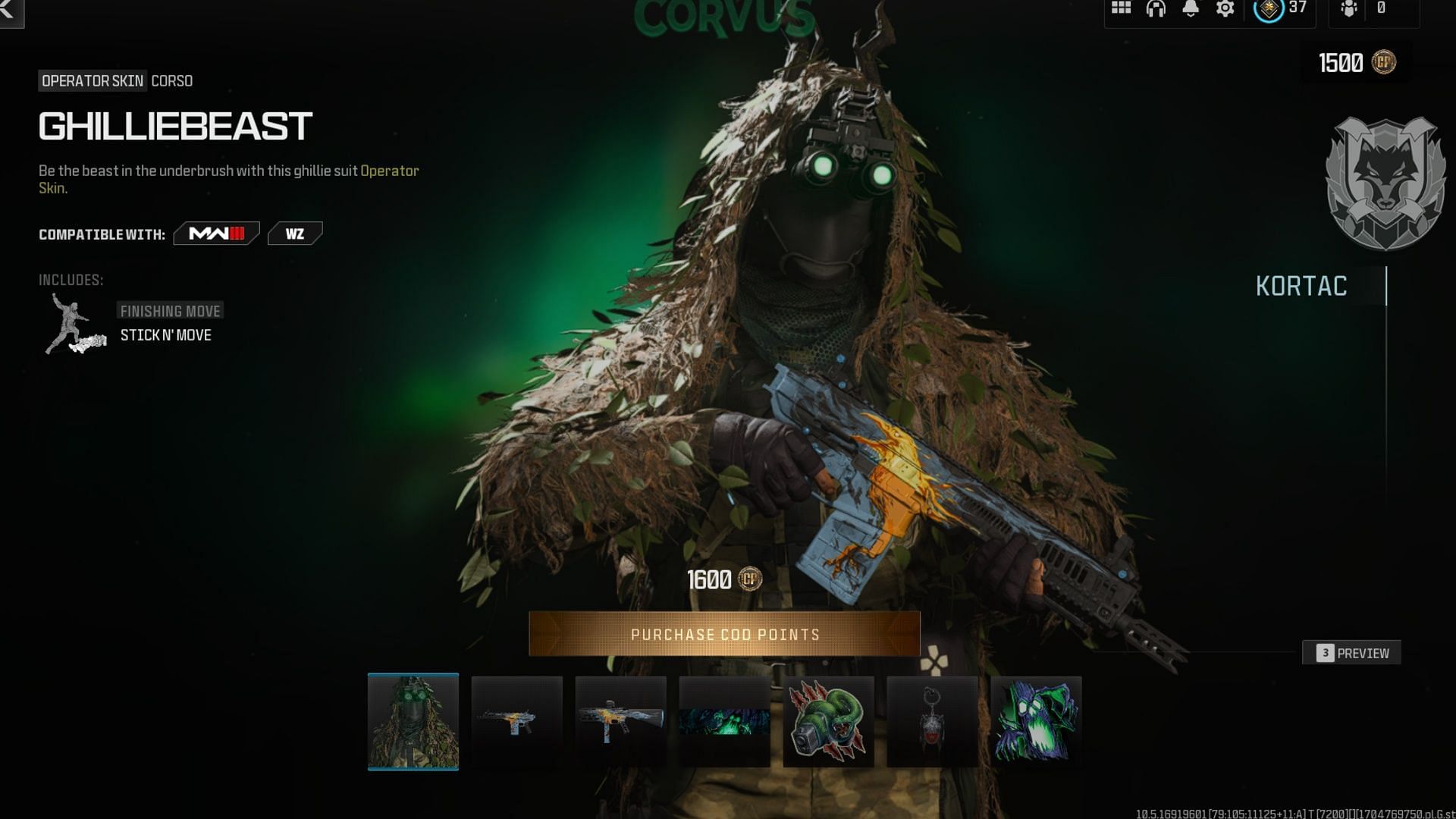 Corvus Operator bundle in Warzone and MW3 (Image via Activision)