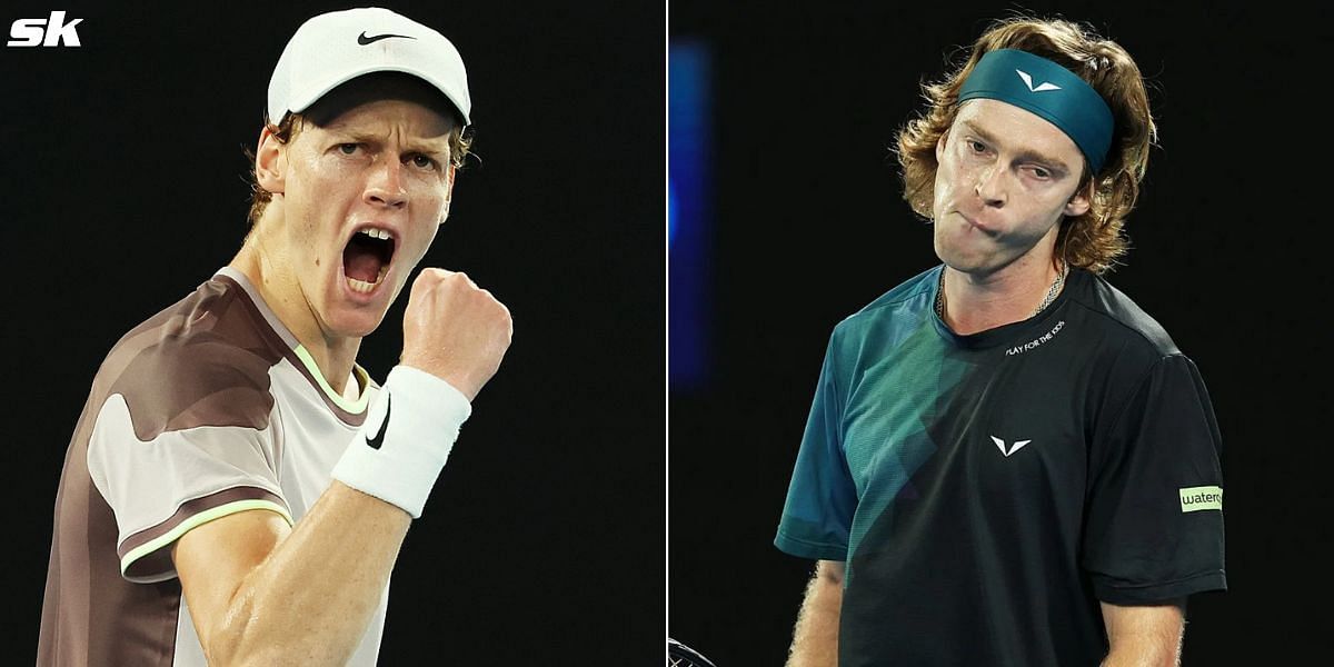 Jannik Sinner (L) and Andrey Rublev (R)