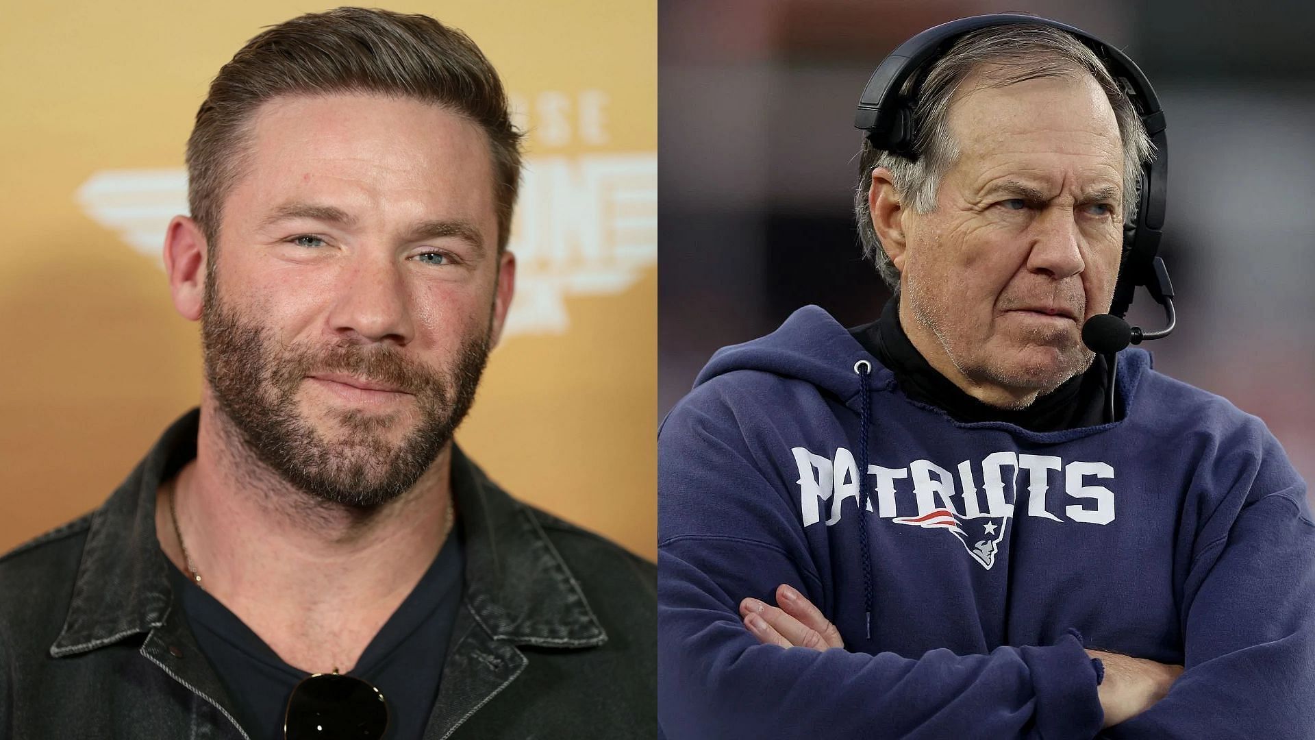 Former New England Patriots wide receiver Julian Edelman and former head coach Bill Belichick