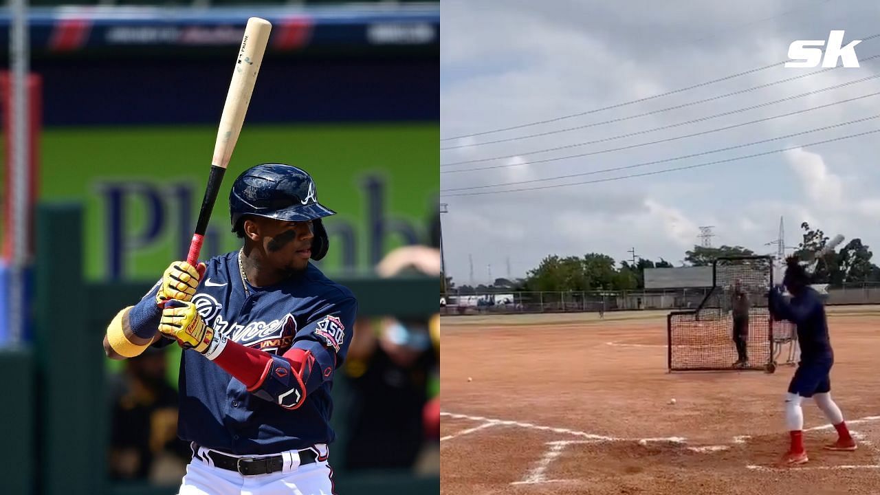 Ronald Acuna Jr. took swings from the left side