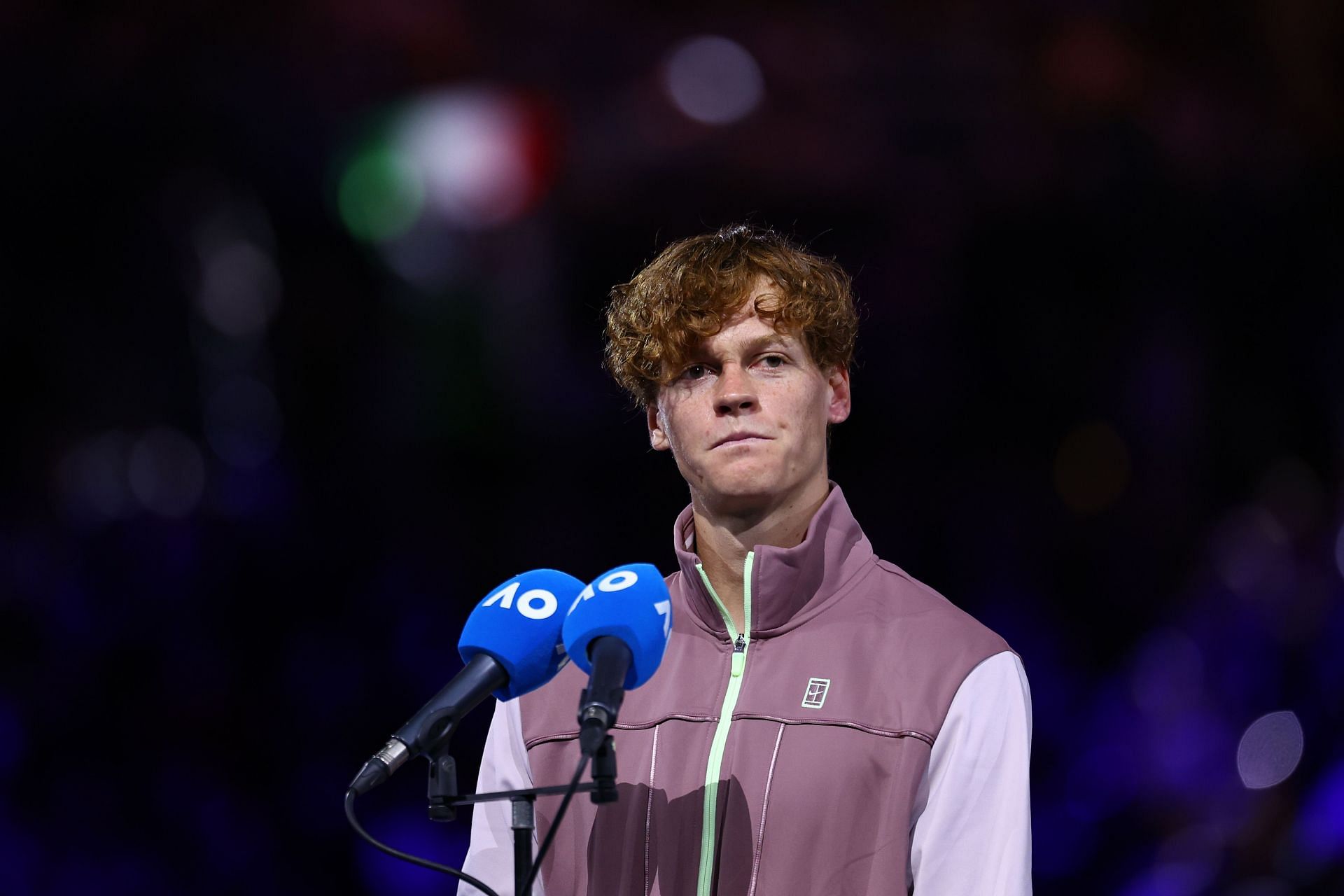 Jannik Sinner during the presentation ceremony at the 2024 Australian Open