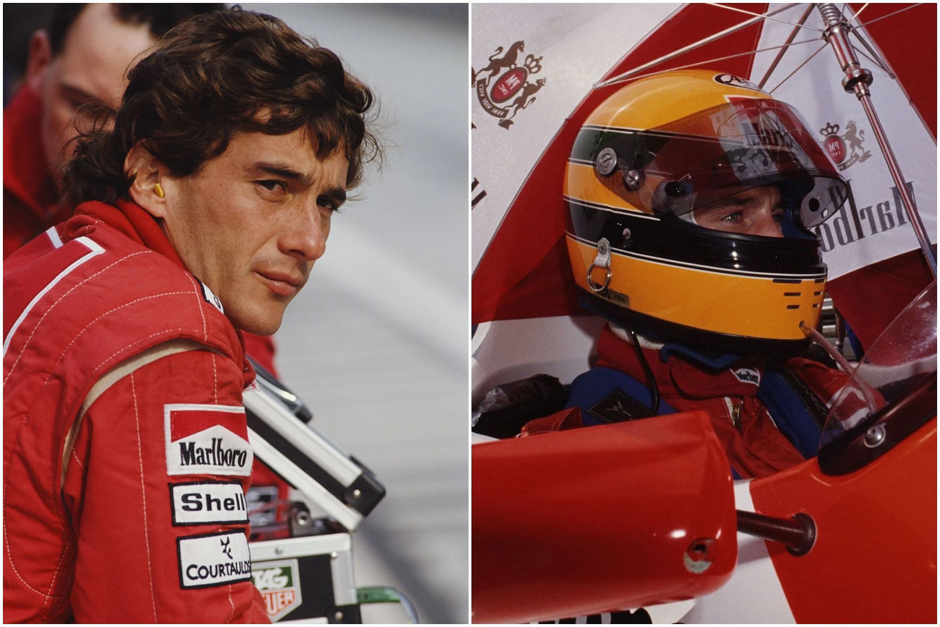 Ayrton Senna (L) and Eddie Irvine (R) (Collage via Sportskeeda)