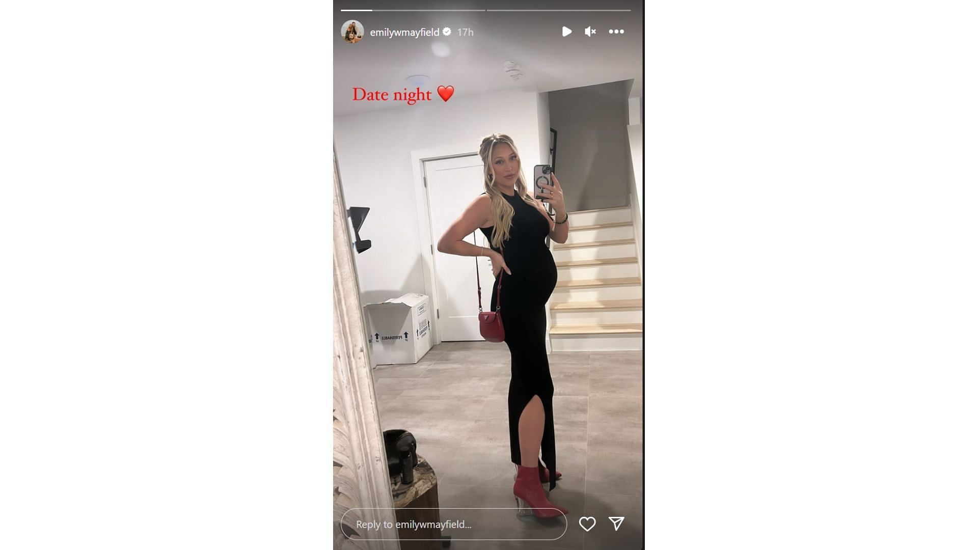 Mayfield&#039;s wife Emily shows off baby bump before big date