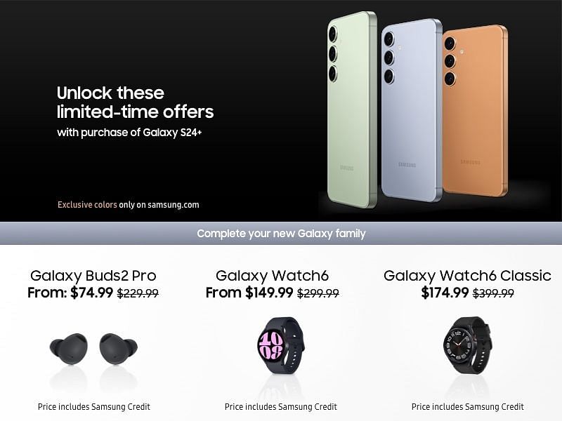 The pre-order bonuses with the Galaxy S24 Plus (Image via Samsung)
