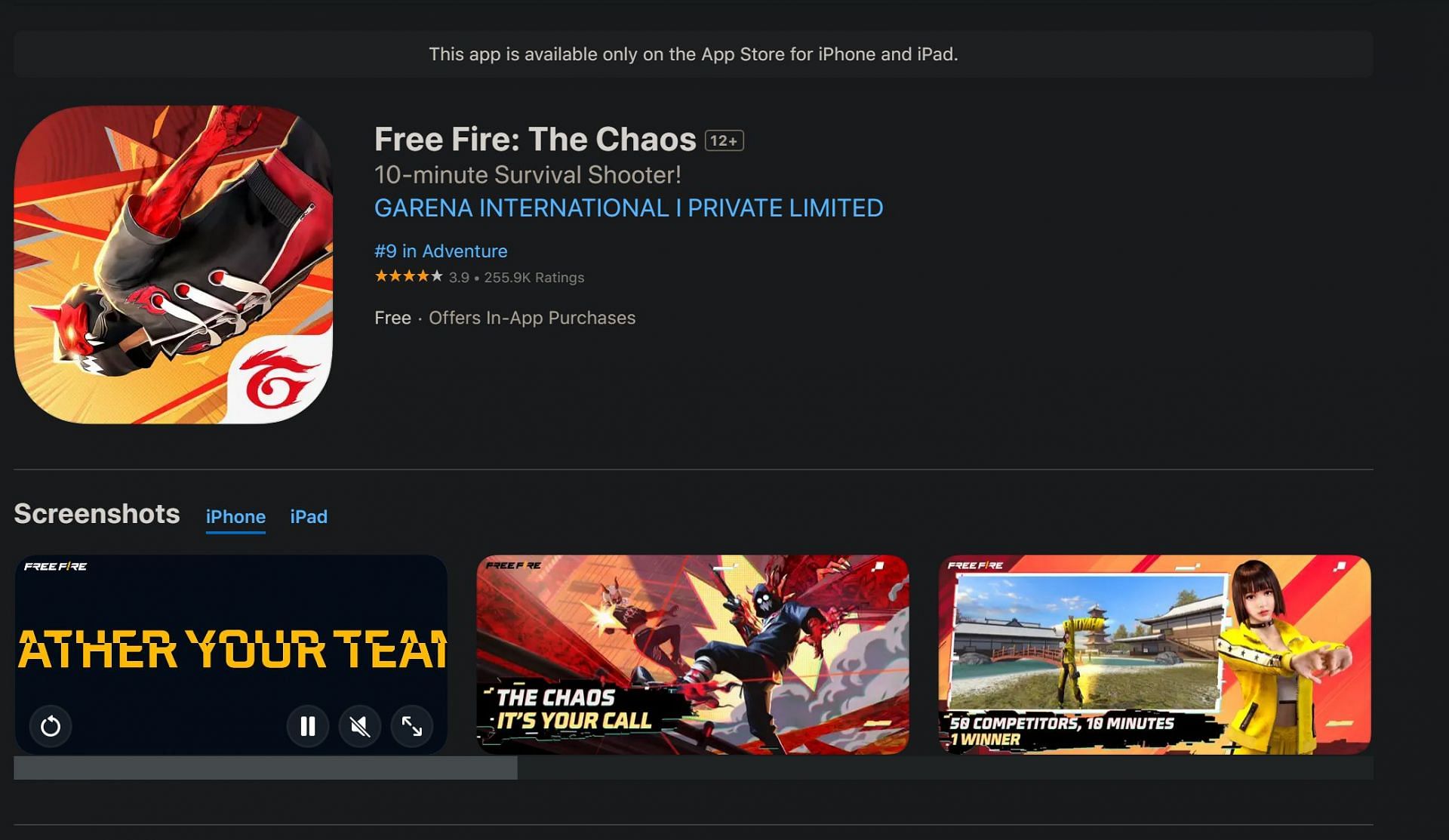 Free Fire: The Chaos on the App Store